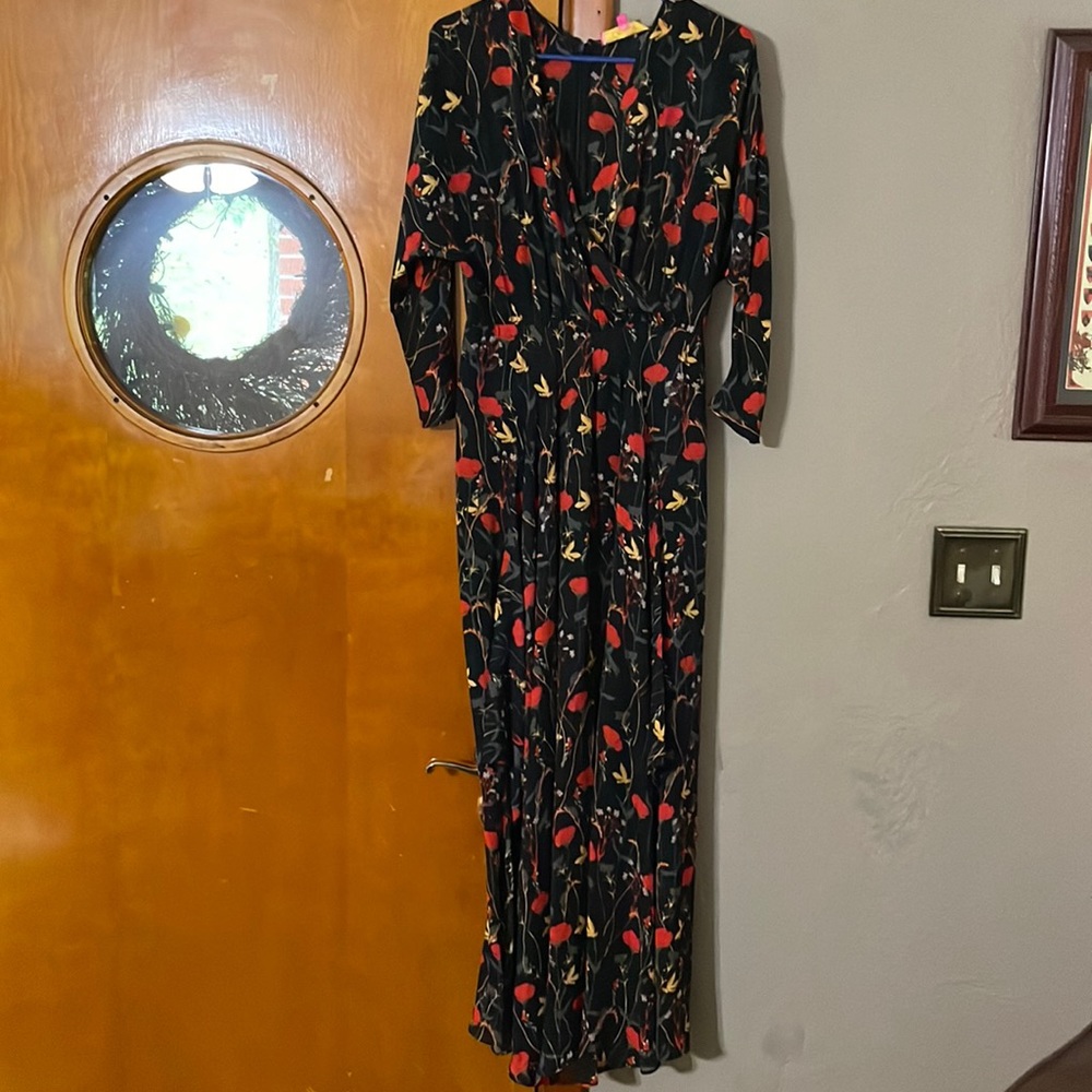 Floral maxi with 3/4 sheer sleeve